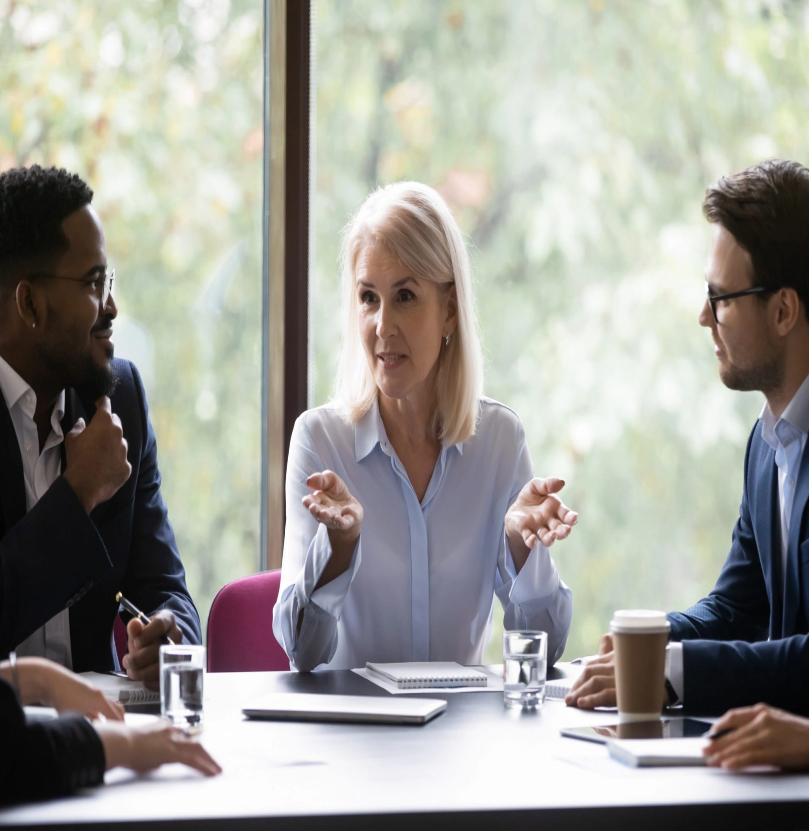 Team collaborating in a conference room